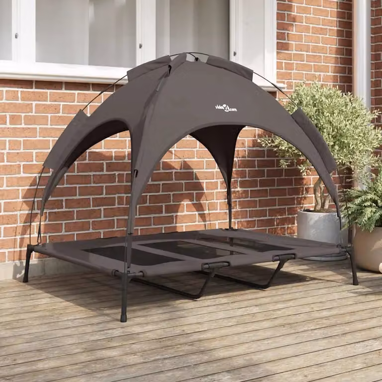 Letto per cani vidaXL marrone con struttura in metallo e tetto rimovibile L 122 cm x P 93 cm x H 106,5 cm