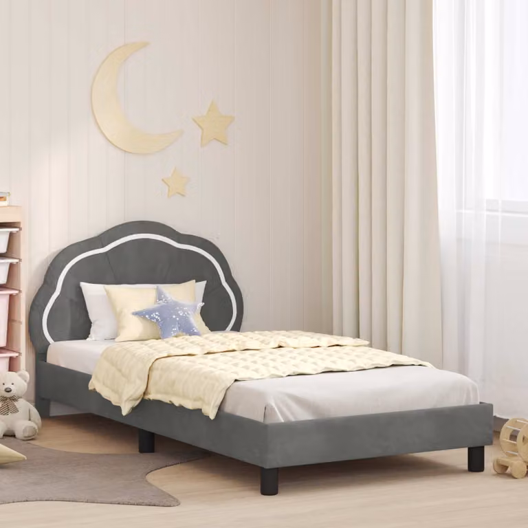 vidaXL Struttura letto per bambini moderna in tessuto grigio con testata L 90 cm x P 200 cm