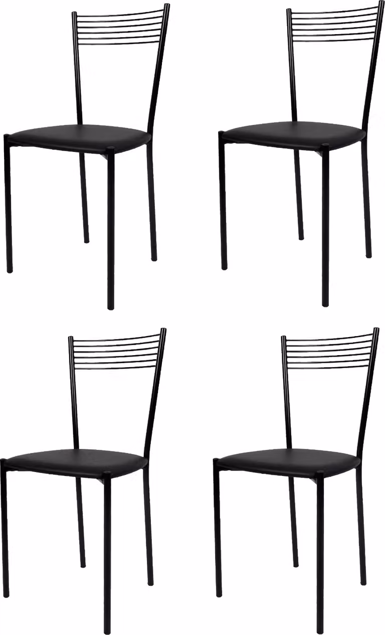 t m c s Tommychairs - Set di 4 sedie moderne ELEGANCE per cucina e sala da pranzo, struttura robusta in acciaio laccato, colore nero, seduta imbottita rivestita in Pelle finta nera