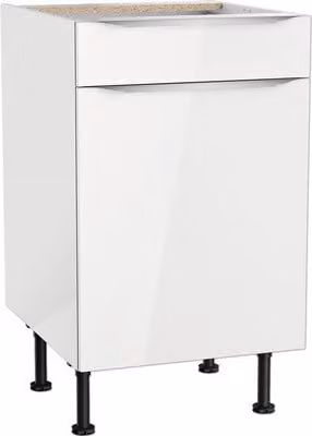 Mobile base Optifit con cassetto e anta a battente Arvid986 LxPxA 50 x 58,4 x 87 cm bianco lucido, smontato, battuta reversibile