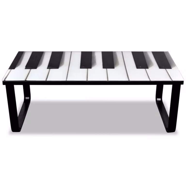 Tavolino da Salotto con Piano in Vetro con Stampa Pianoforte