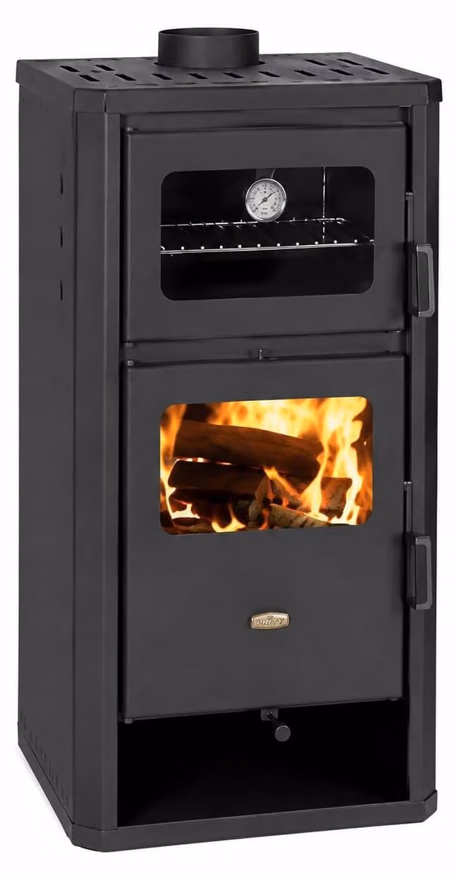 Stufa a legna indipendente - 12 kW - Caminetto aperto in metallo - Ecologica - Con vano per la legna