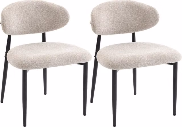 Sedia da pranzo imbottita Minimal beige con struttura in metallo e plastica