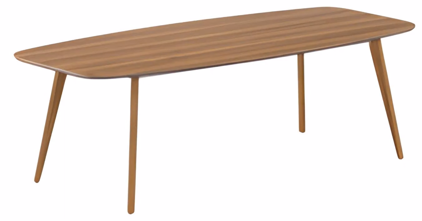 Moderner Couchtisch aus Holz und Weiß mit Stauraum und eleganten Holzbeinen