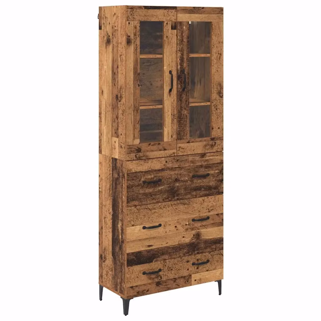 Credenza moderna vidaXL in legno e metallo marrone con ante in vetro L/P/H: 69,5 x 34 x 180 cm – 2