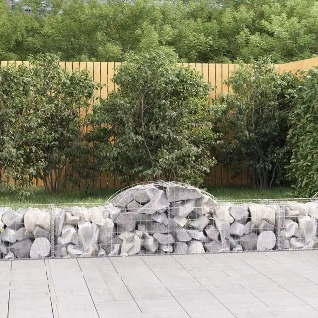 Cesti Gabbioni ad Arco 9 pz 200x50x40/60 cm Ferro Zincato 3146264
