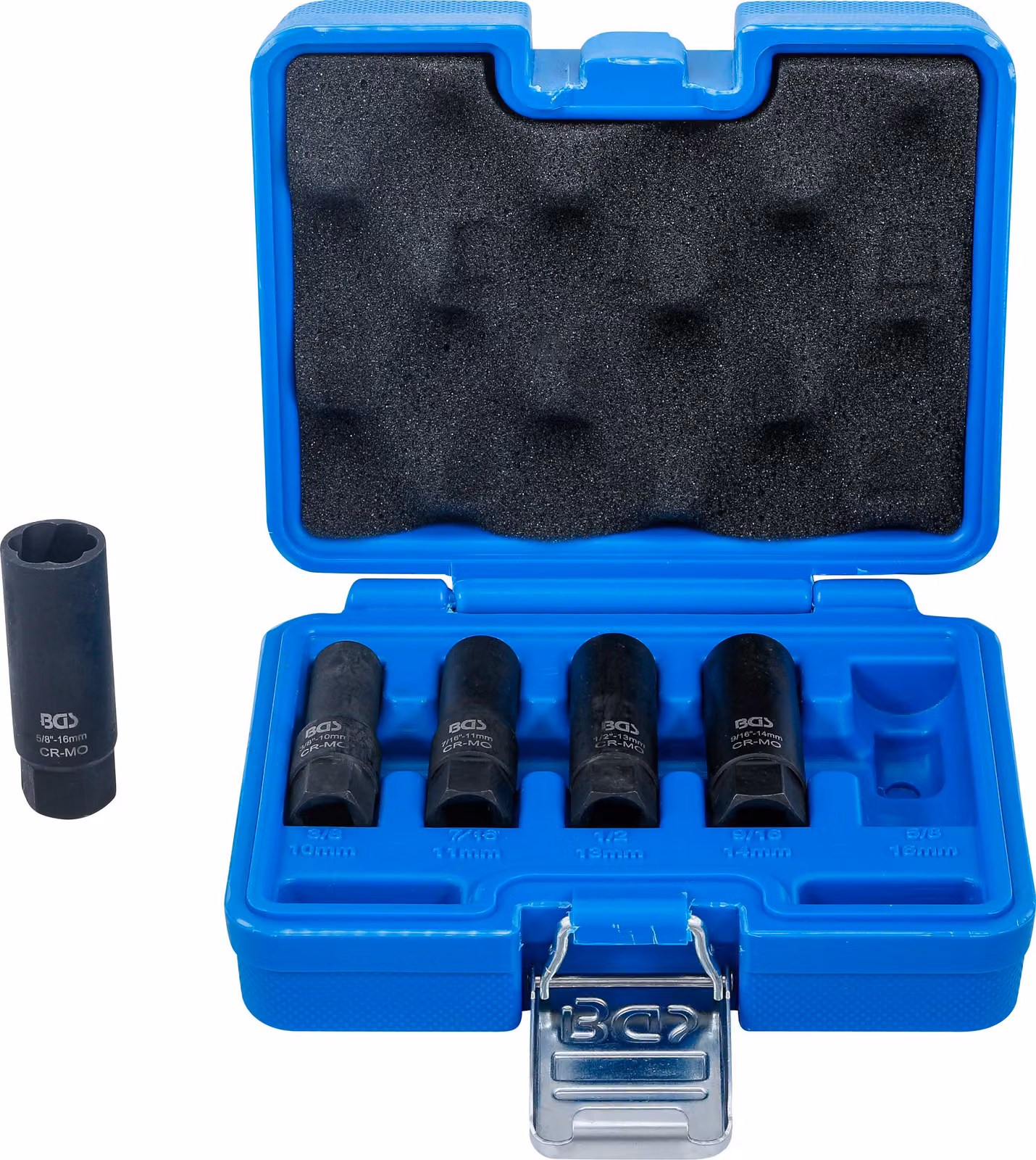 Set di chiavi a bussola con profilo a spirale / estrattori per viti, a punta lunga | Attacco a quadrato interno da 10 mm (3/8") | SW 10 - 16 mm | 5 pezzi