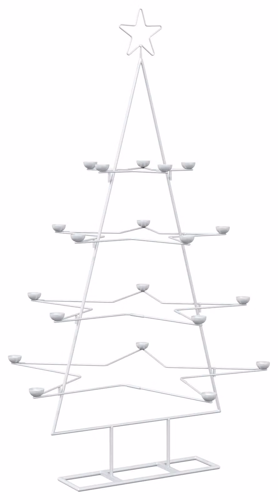 Albero di Natale in metallo con supporto, modello KUOPIO, 140 cm, acciaio, colore bianco