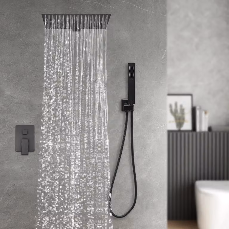 Set doccia a incasso, sistema doccia a parete per il bagno, in argento chiaro
