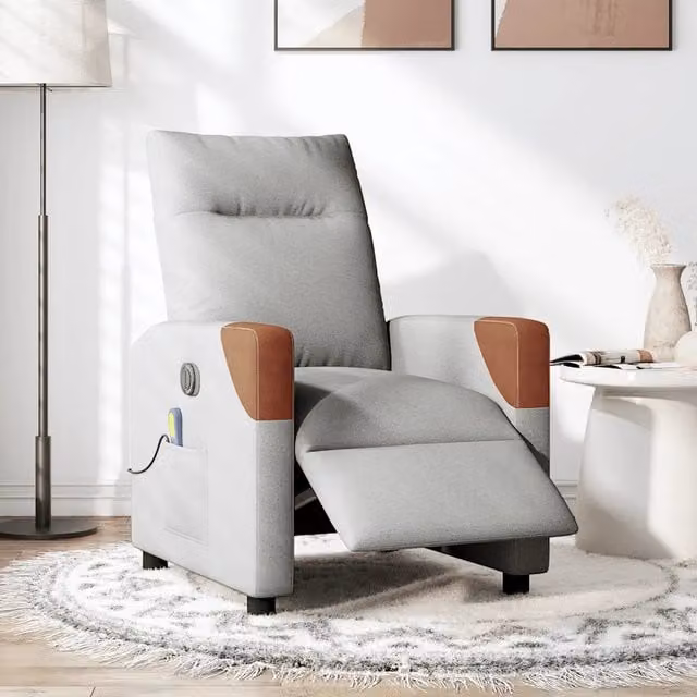Poltrona Reclinabile Massaggio Elettrica Grigio Nuvola Tessuto 3323997