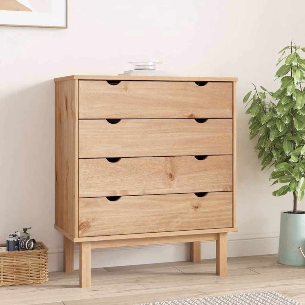 The Living Store OTTA cassettiera 76,5x39,5x90 cm in legno massiccio
