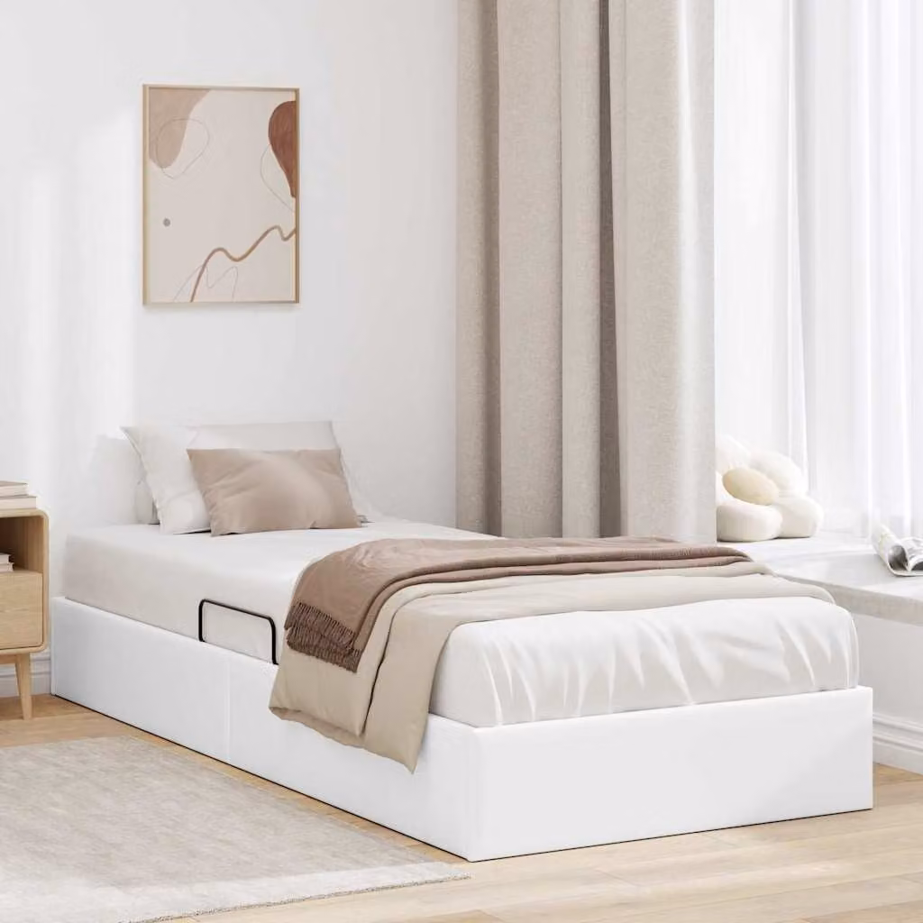 vidaXL Letto con Contenitore Bianco 100 x 203 cm Similpelle