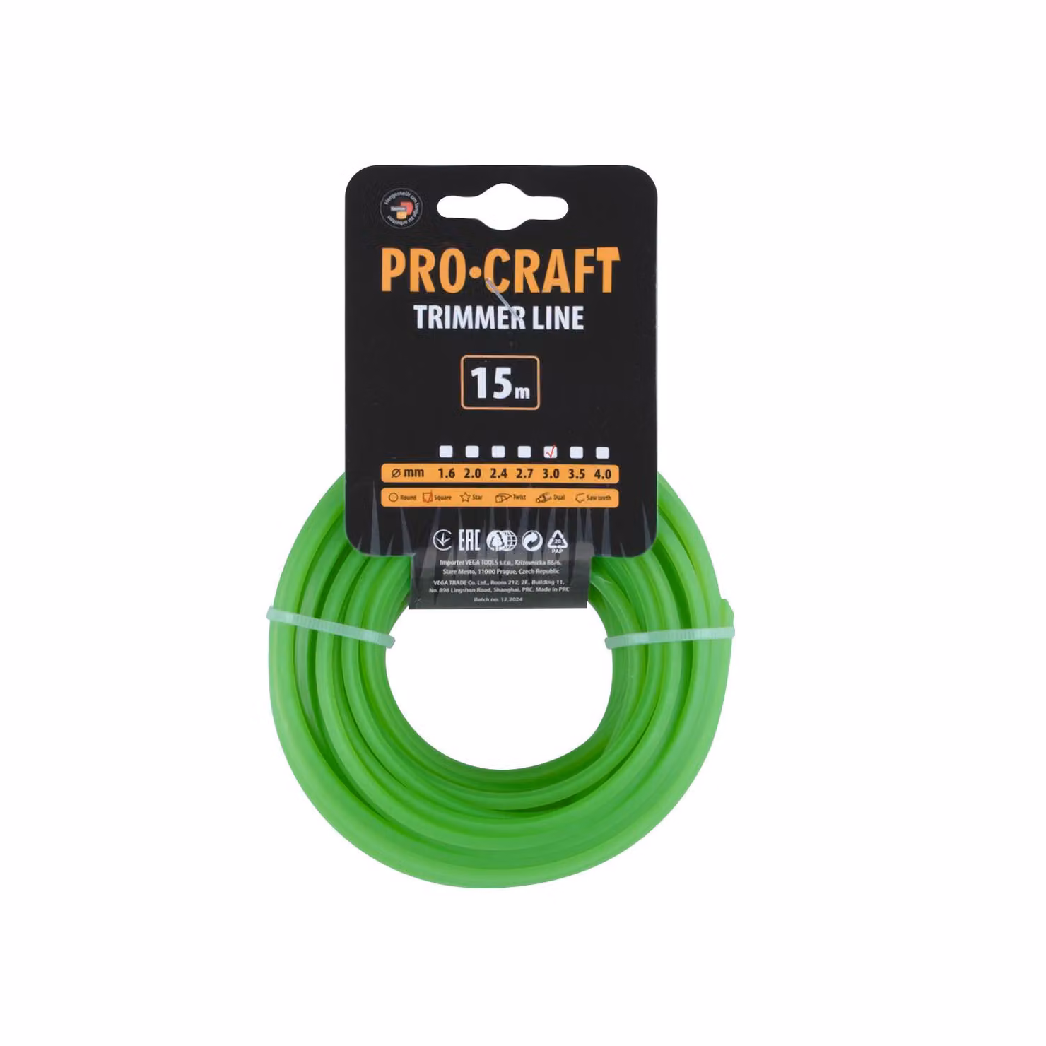 Filo per tosaerba (3 mm) (15 m), quadrato, PROCRAFT KV-3/15