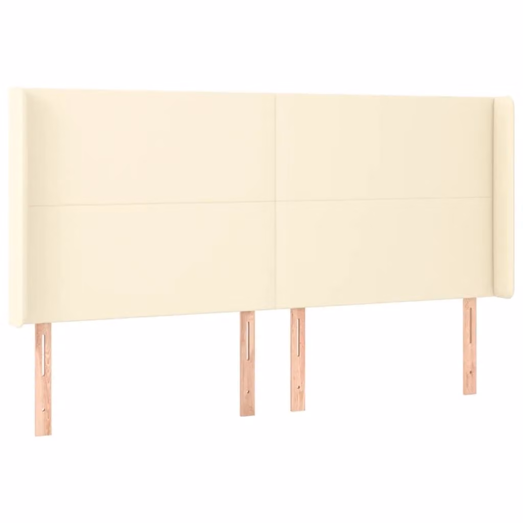 Testiera ad Orecchio Crema 163x16x118/128 cm in Pelle finta