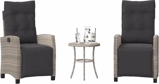Set da Bistrò vidaXL in Polyrattan Grigio Antracite con 3 Sedie e Tavolo Rotondo per Giardino e Terrazzo