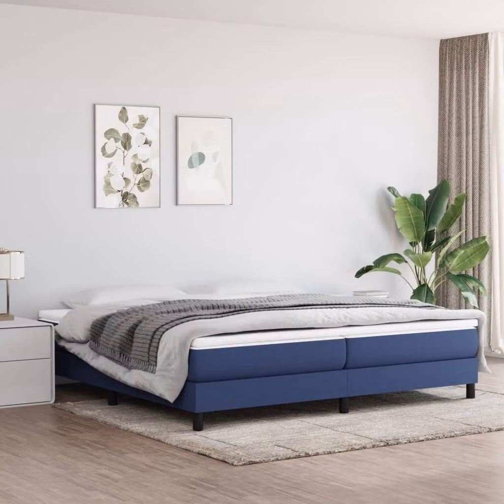 The Living Store Box spring bed Blue 200x200 cm Tessuto