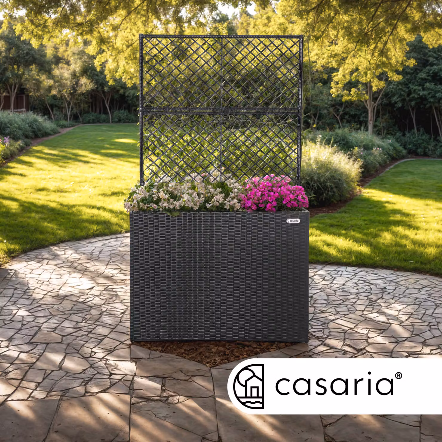 Fioriera con traliccio Casaria® in polyrattan e acciaio, colori nero, marrone, grigio o beige, H: 146 cm, L: 83 cm, P: 30,5 cm – 4
