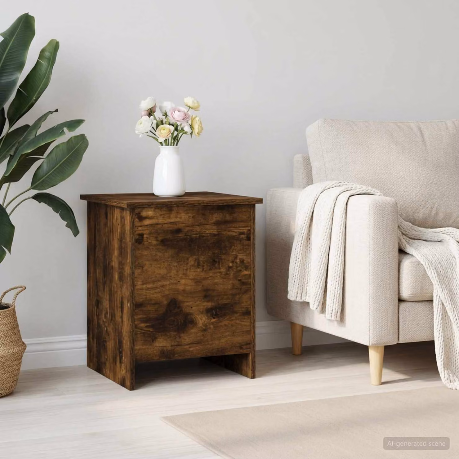 Cassa di stoccaggio moderna vidaXL in rovere fumo, L 40 cm x P 40 cm x H 50 cm
