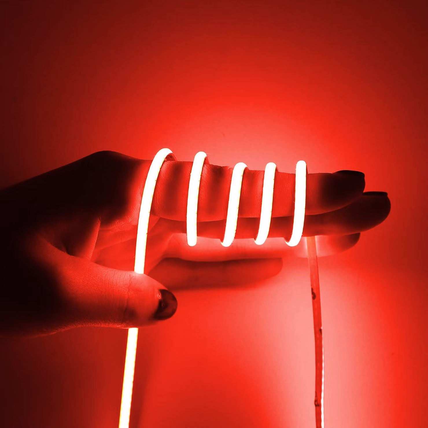 Striscia LED COB, 12 V, 5 metri, rossa, ideale per decorazioni da gioco e feste, spessore 3 mm, ultraleggera