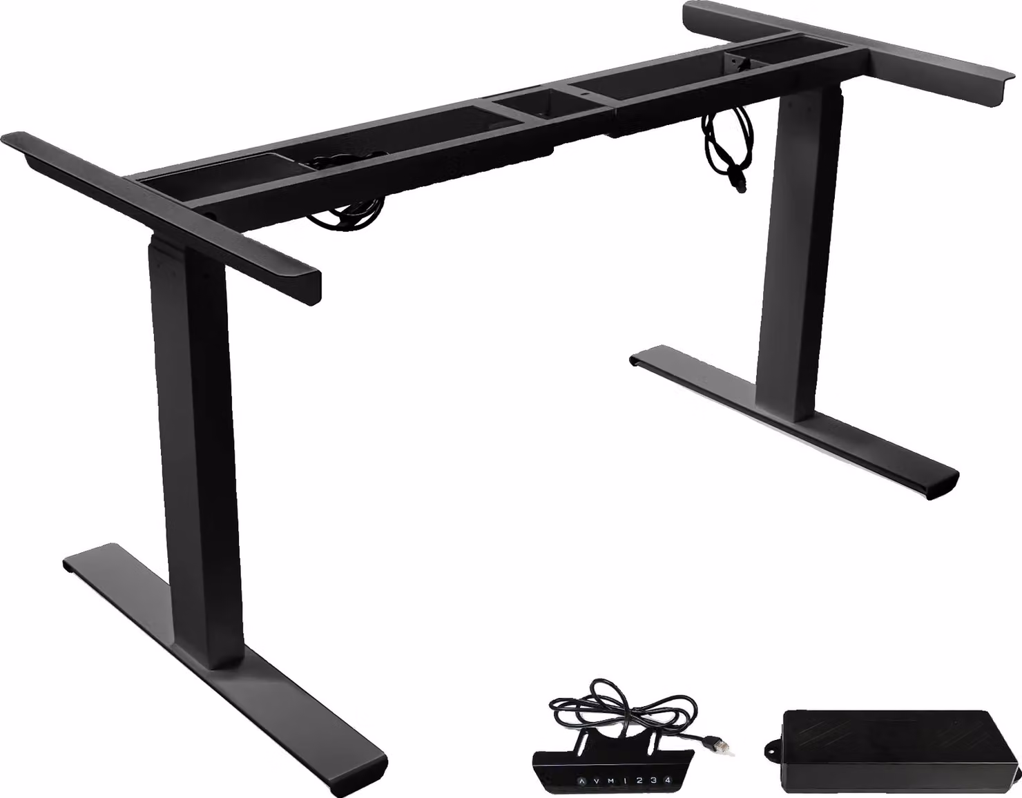 Telaio per scrivania regolabile elettricamente, gamma di altezza 23,4"-49", portata fino a 150 kg, nero Tre sezioni