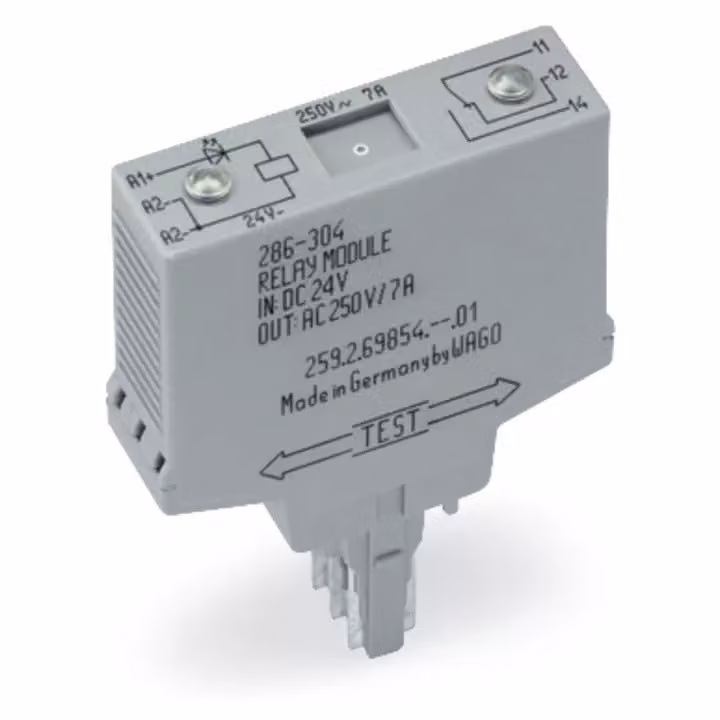 Modulo relè WAGO;Tensione nominale d'ingresso DC 24 V;1 contatto in scambio;grigio 286-304