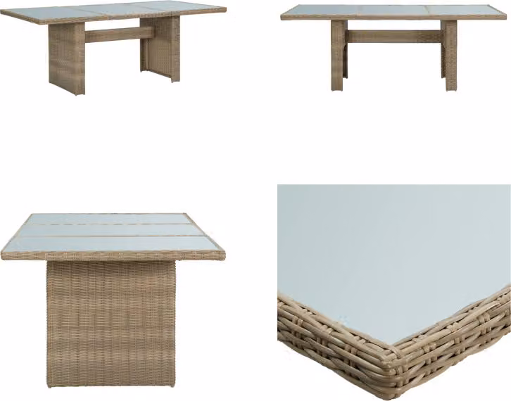 vidaXL Tavolo da pranzo da giardino marrone 200x100x74 cm in vetro e poly rattan - Tavolo da giardino - Tavoli da giardino - Tavolo da esterno - Tavoli da esterno