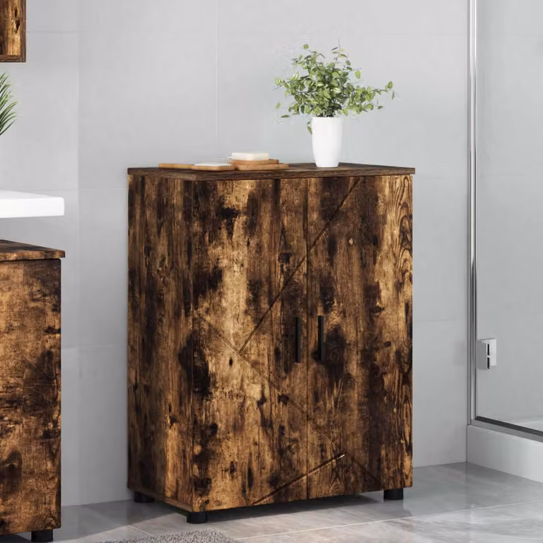Mobile da bagno moderno vidaXL in rovere fumé marrone L: 60 cm, P: 35 cm, H: 80 cm