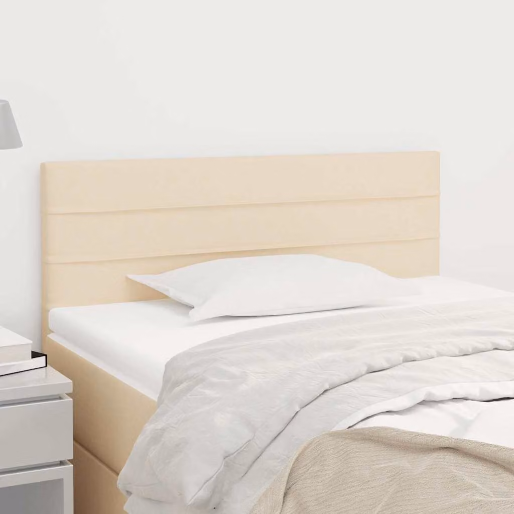 Testiera per letto vidaXL in tessuto beige con struttura in legno L: 100 cm, P: 5 cm, H: 78-88 cm