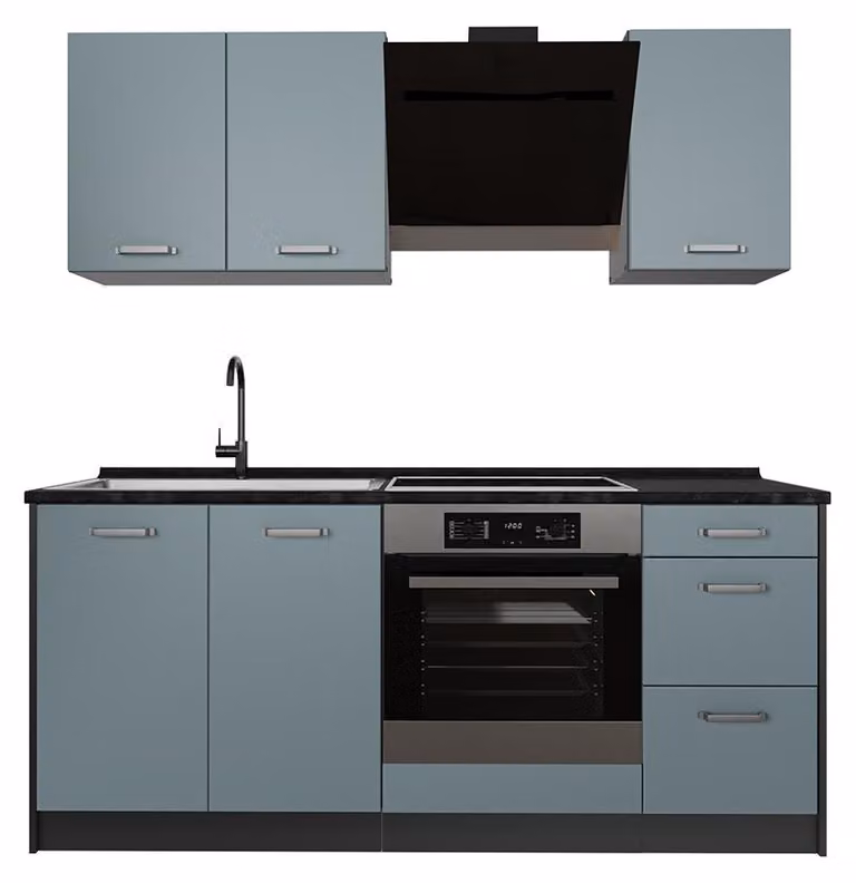 Cucina monoblocco Vicco R-Line Grigio-blu/Antracite 180 cm piano di lavoro Antracite, Model 66981