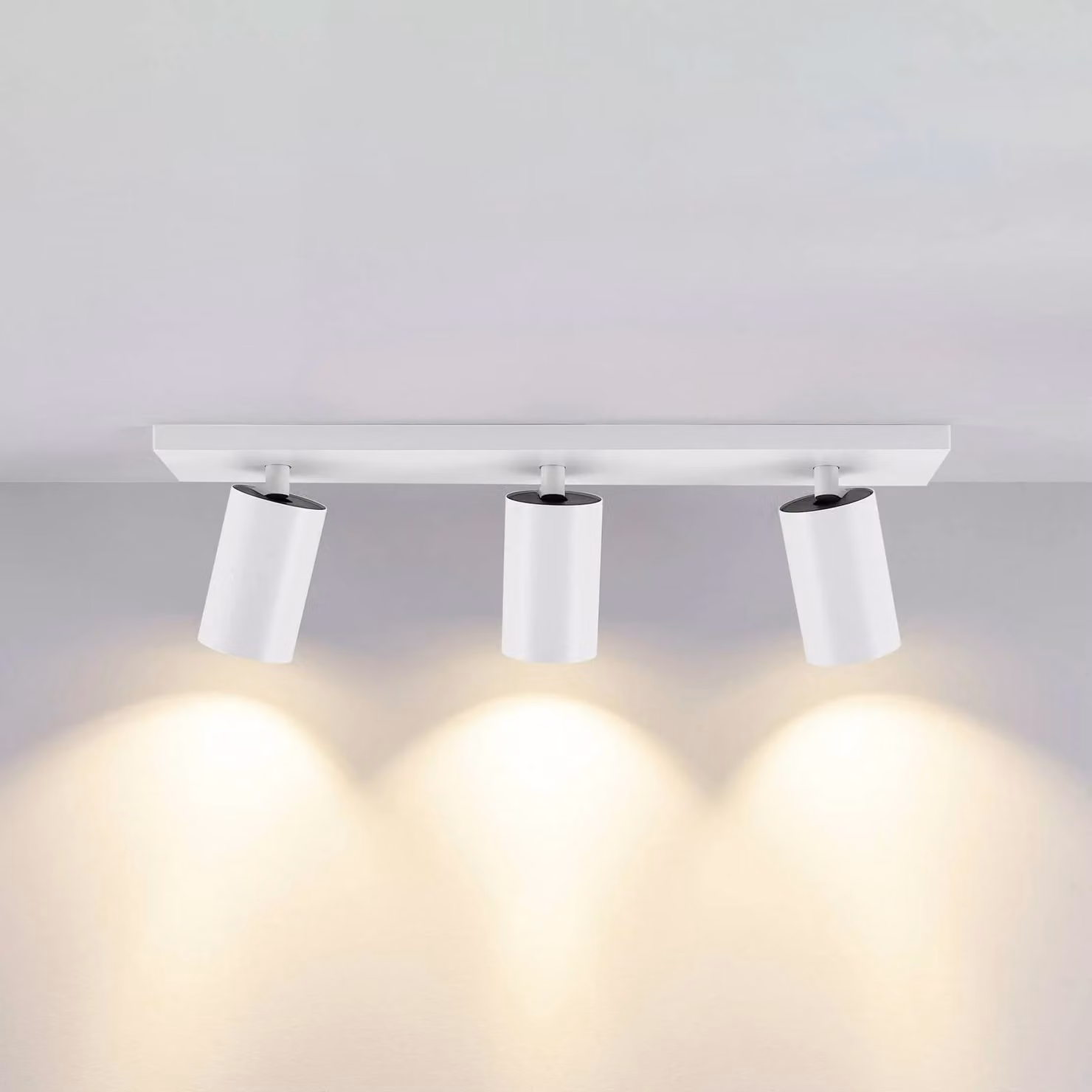Deko-Light Faretto da soffitto CAN TILT, bianco, 48 x 9 cm, a 3 luci, metallo GU10 dimmerabile, Bianco / Opale, Soggiorno / Sala da pranzo, Alluminio, Faretto