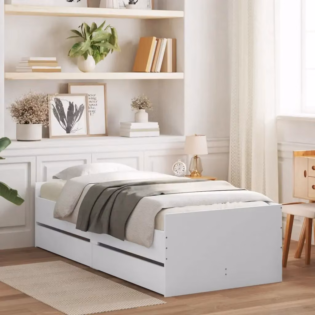Letto singolo moderno DESIGN IN con cassetti bianco L: 100 cm, P: 200 cm, H: 203 cm – 2