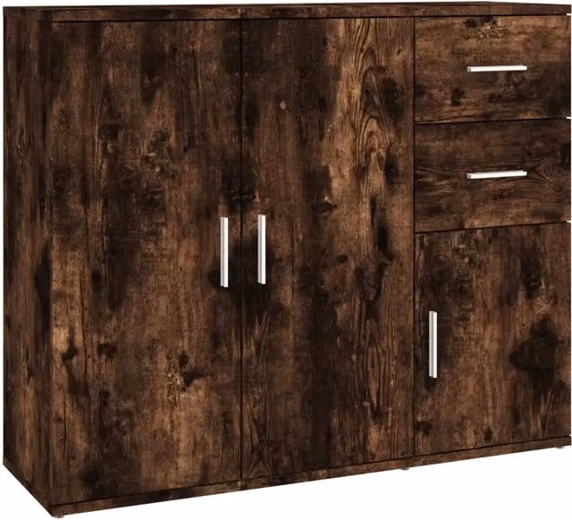 Credenza Buffet in Legno Multistrato Rovere Fumo Marrone L: 91 cm, P: 29,5 cm, H: 75 cm