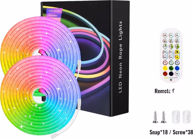 Striscia LED RGB al neon, impermeabile, controllo intelligente con app, 10 m BT