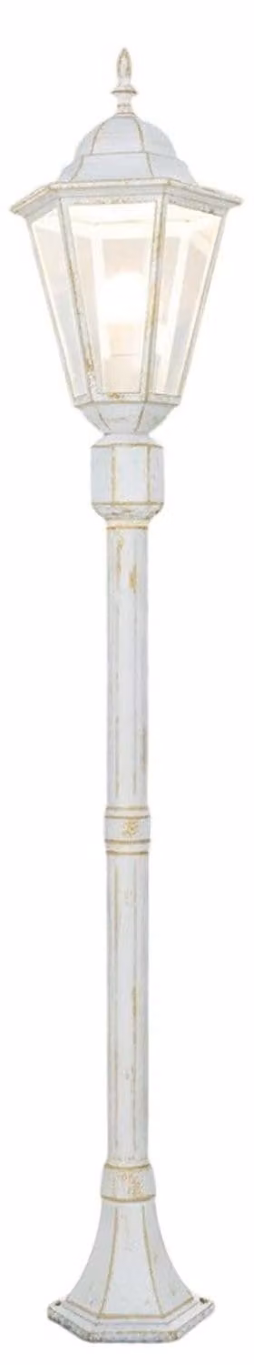 Lampada da terra con sensore di movimento, altezza 112,5 cm, attacco E27, grado di protezione IP44, colore bianco e oro