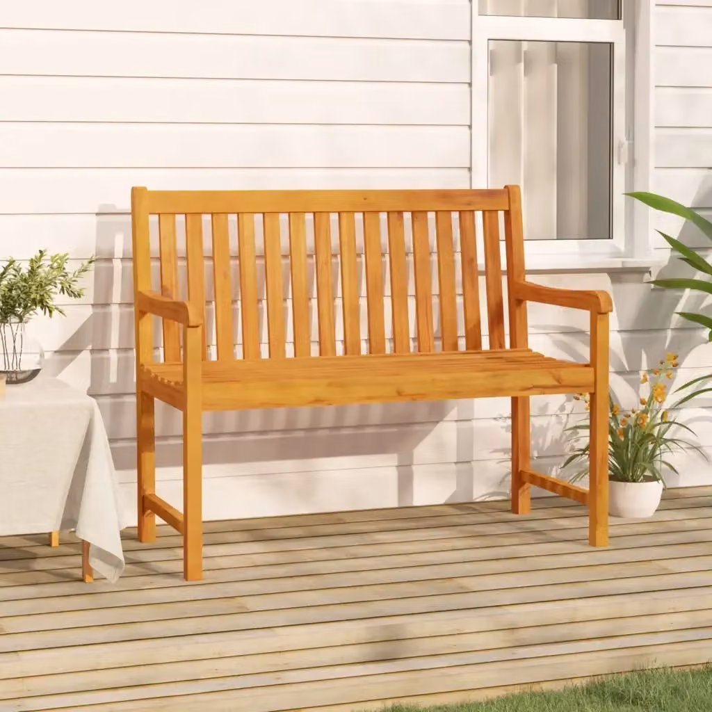 Panchina da giardino in legno di acacia marrone con braccioli L: 110 cm – 2