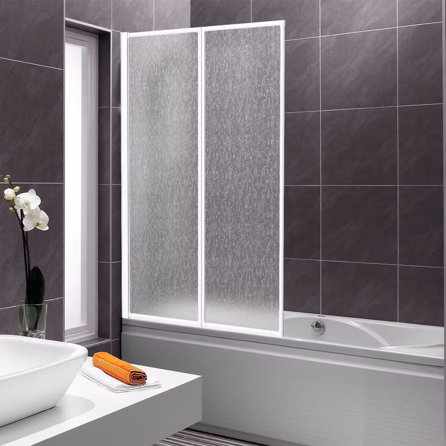 Parete doccia per vasca - Pieghevole - 100 x 140 cm - PS - Bianco