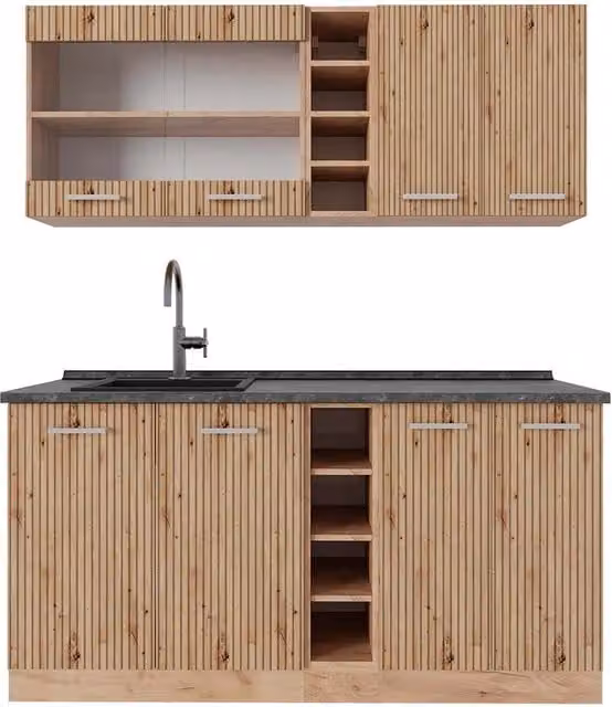 Cucina moderna Vicco R-Line in rovere e antracite L: 160 cm, P: 60 cm, H: 81,6 cm – 1