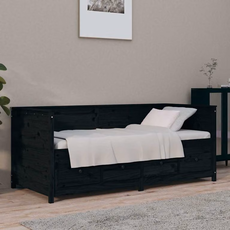 Letto con cassetti vidaXL in legno massello di pino nero L: 197,5 cm, P: 82 cm, H: 80 cm