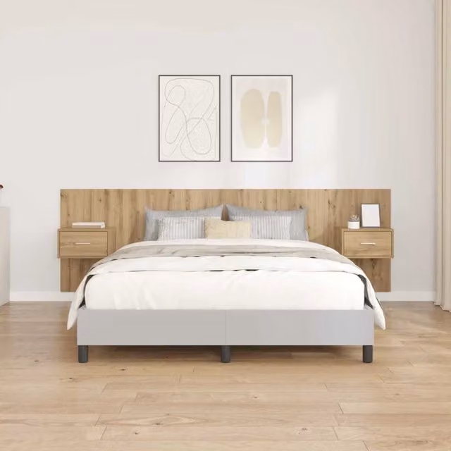 Set di testata con comodini integrati vidaXL in legno marrone moderno L/P/H: 257 x 33,55 x 32,5 cm