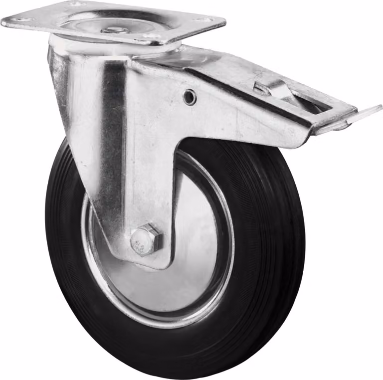 BS ROLLEN Ruota girevole con alloggiamento fisso zincato da 125 mm, 100 kg