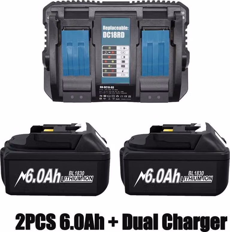 Per Makita 18V, batteria di ricambio 6Ah, beige, compatibile con BL1830 BL1840 BL1840B BL1850 BL1850B BL1890