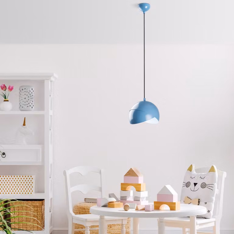 Opviq, Pacman - Azzurro, lampadario, azzurro, CORPO IN METALLO, 20 x 20 x 22 - 114 cm