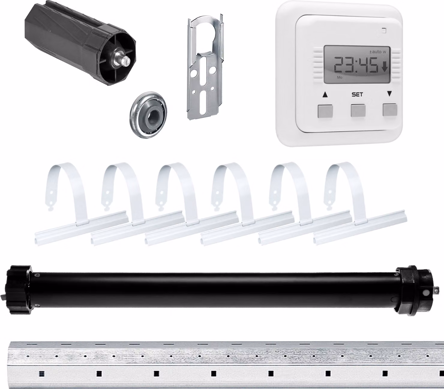 Set completo | PE5 10/15-60 incl. doppio bilanciere | 10Nm = forza di trazione fino a 25Kg | albero ottagonale 60mm | lunghezza albero 100 | motore per tapparelle, azionamento per tapparelle