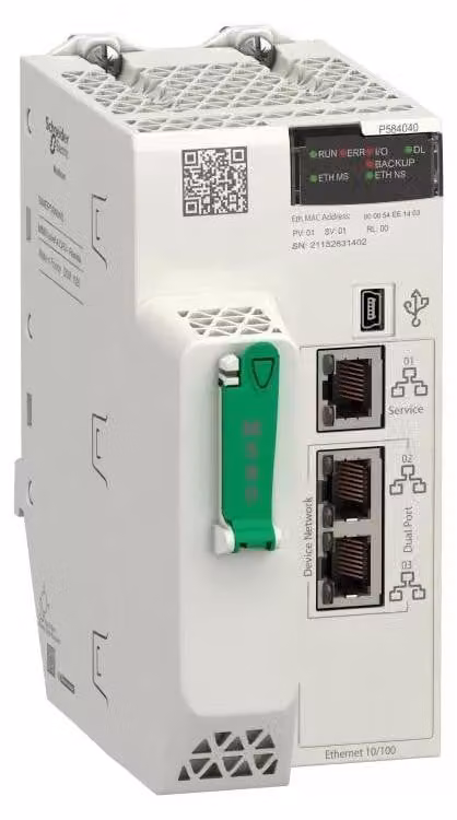 Modulo CPU Schneider Electric Modicon M580, 4040 Livello 4 DIO + RIO, 16 MB, 61 dispositivi Ethernet, 16 rack I/O remoti (X80 + Quantum) BMEP584040