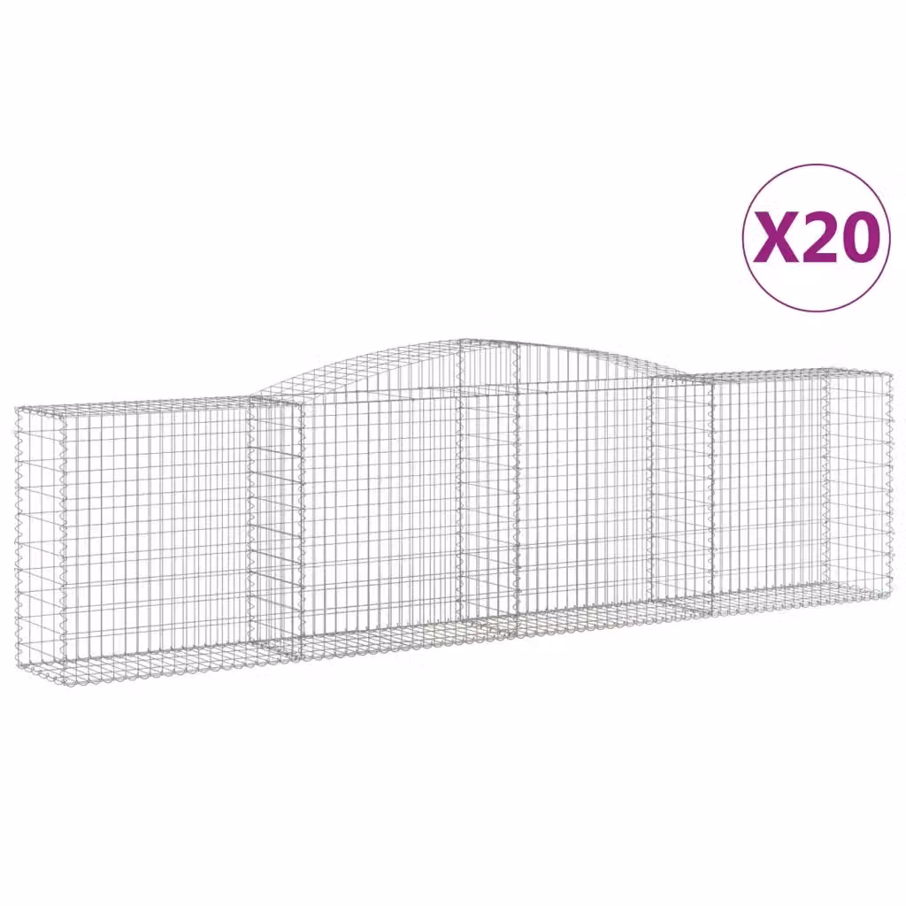 Set di 20 Cesti Gabbioni ad Arco Videx in Acciaio Zincato Argento L: 400 cm, P: 50 cm, H: 100/120 cm – 2