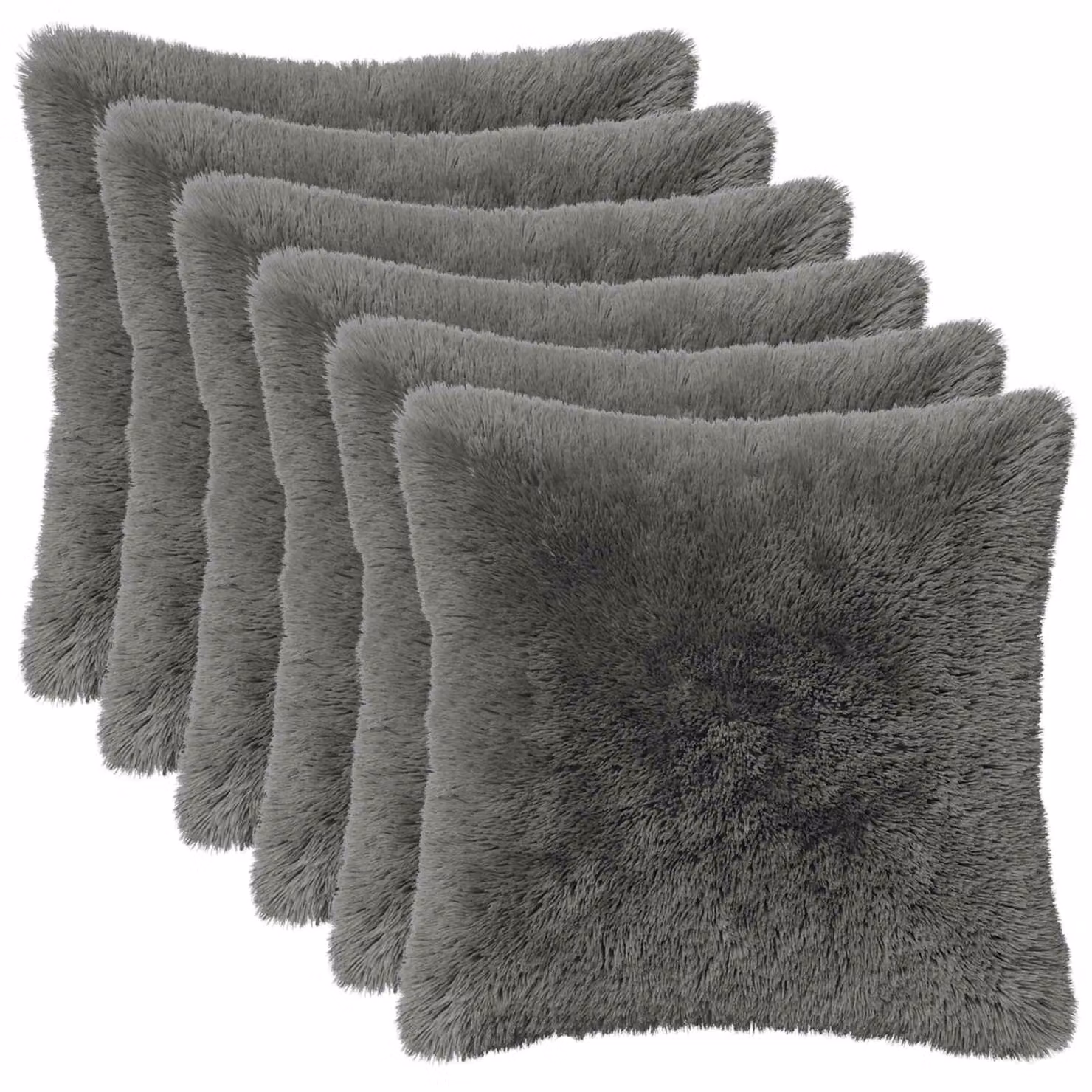 Set di 6 federe vidaXL HEERLEN in pile grigio chiaro, 45 x 45 cm