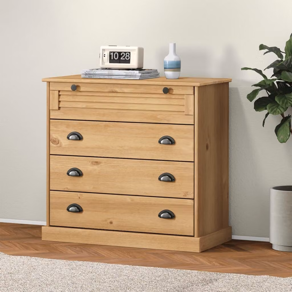 The Living Store cassettiera VIGO 80x40x76 cm in legno di pino massiccio