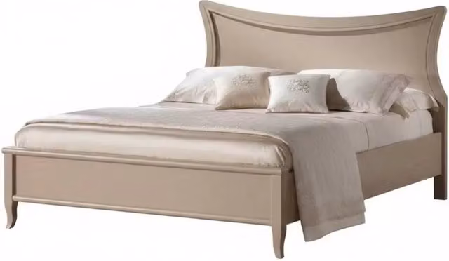 Letto matrimoniale sagomato beige in legno e tessuto Mobili 2G L/P/H: 160 x 200 x 116 cm
