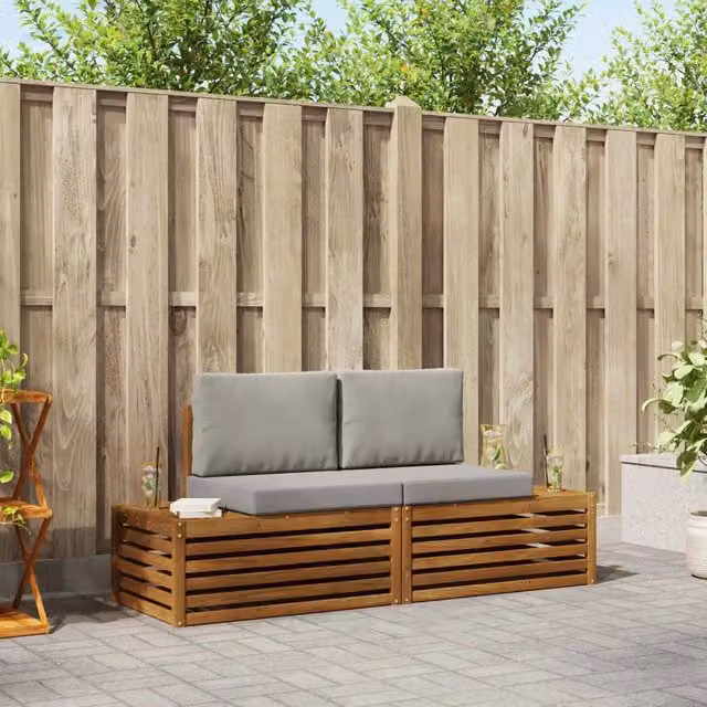 2 pz Set di divani da esterno Grigio Naturale e Chiaro 3375431