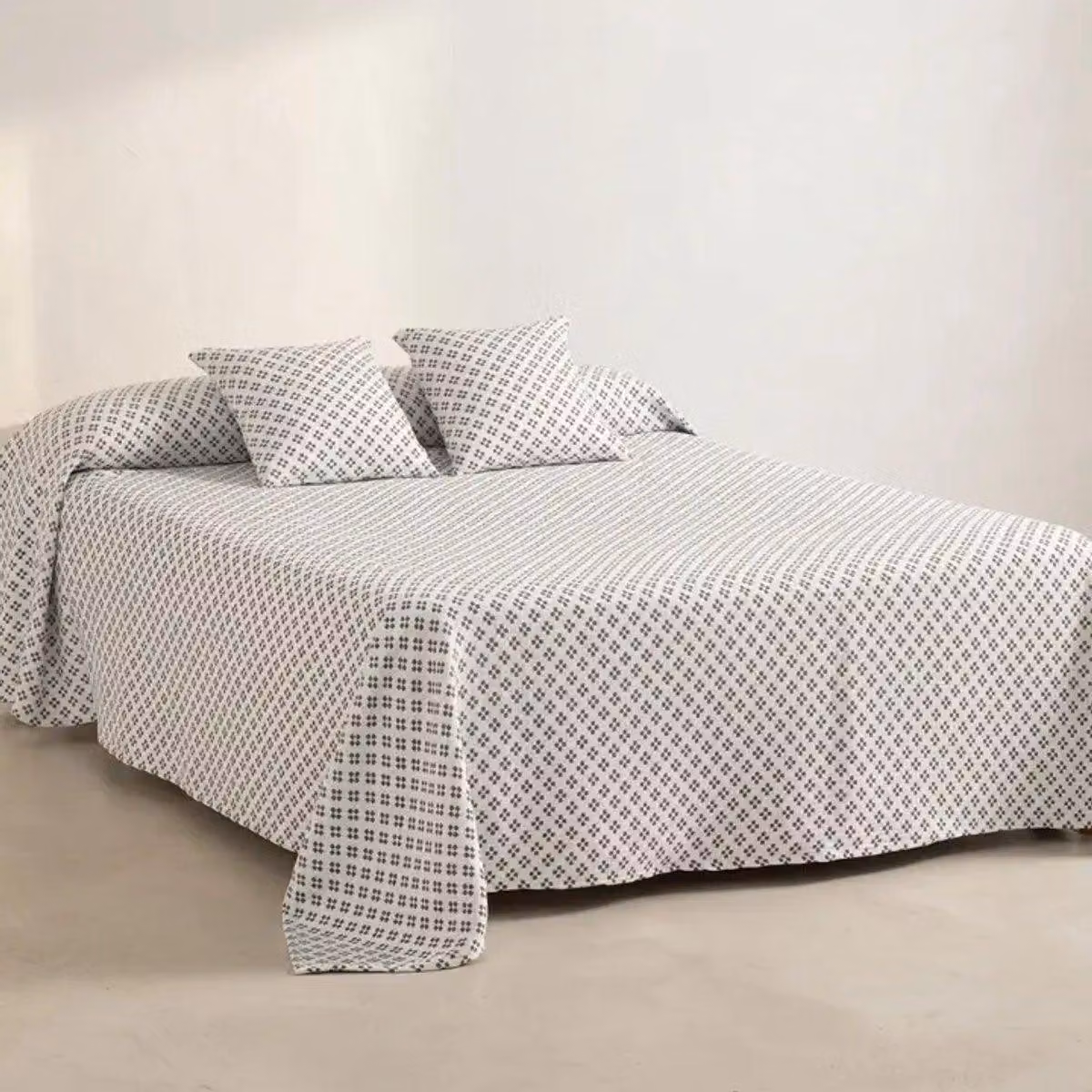 GAMUSI Copripiumino leggero in cotone con motivo a croce jacquard – Blu navy – 235 x 270 cm